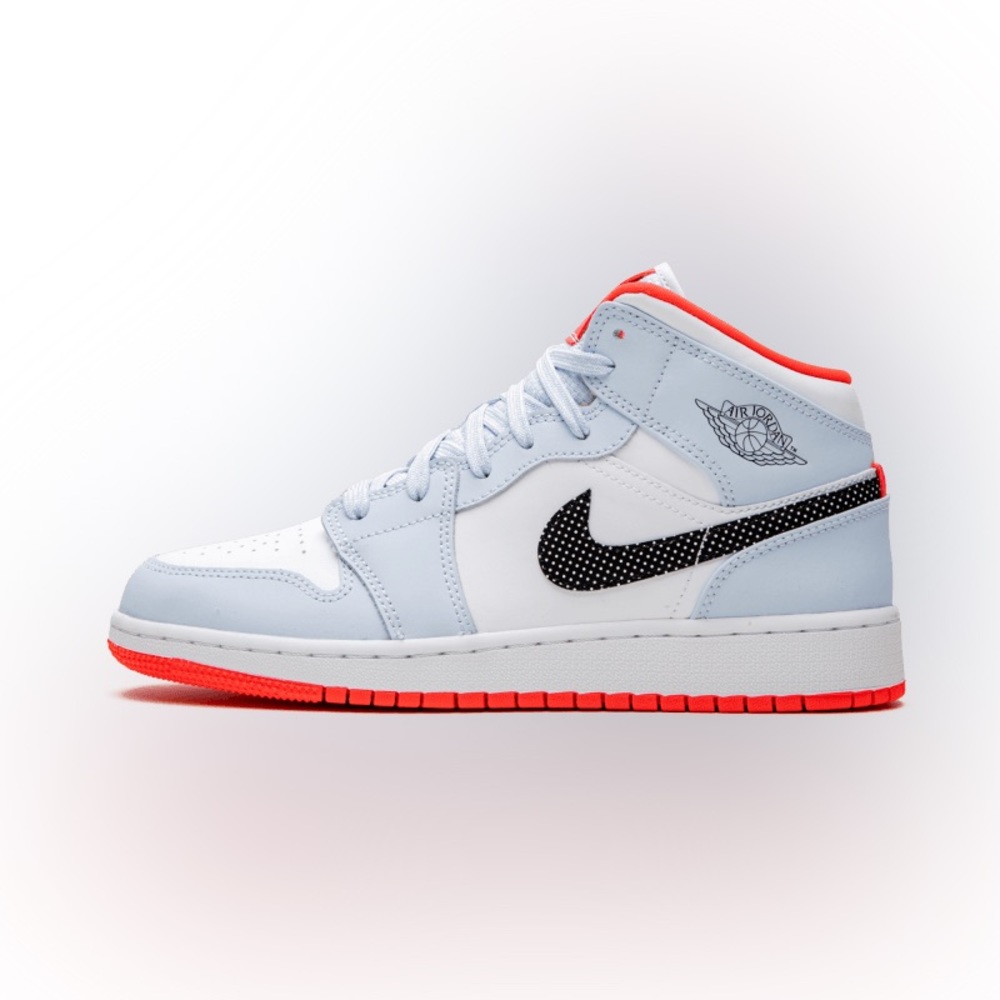 Nike Women's Mid Sneakers - White,Light Blue, Black, and Red